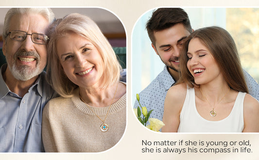 Personalized 12 Birthstone Compass Necklace | 925 Sterling Silver with Gold/Rose Gold/White Gold Plating + Zircon, Birth Month Jewelry for Women, Ideal Birthday Gift