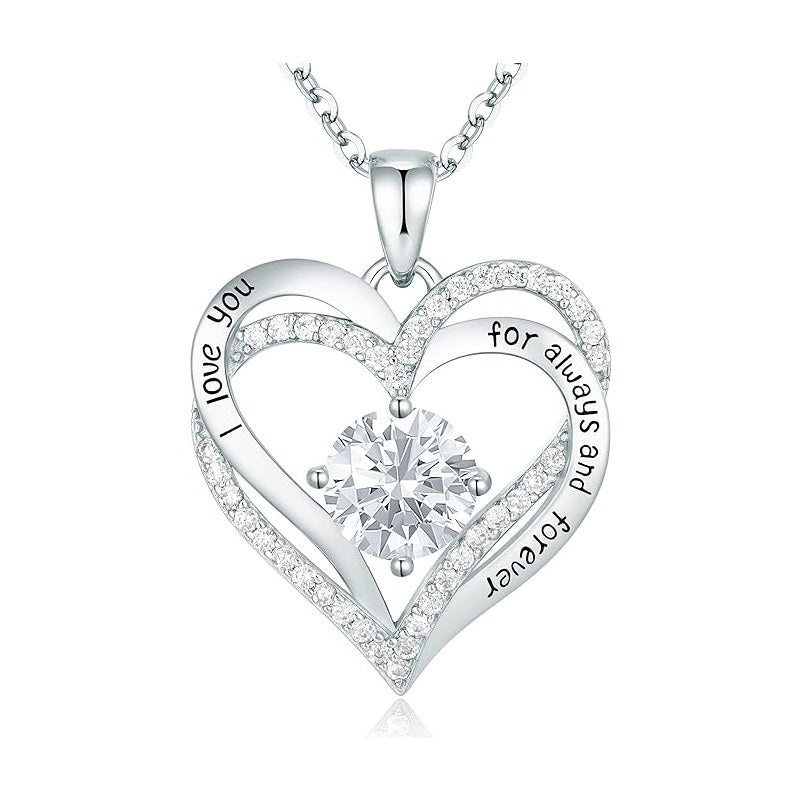 925 Sterling Silver Birthstone Heart Necklace - Personalized Monthly Gemstone Jewelry for Women